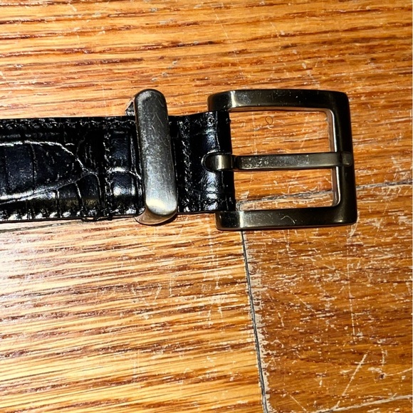 NWOT Talbots genuine leather belt black croc veritable collection boys medium - Picture 6 of 10